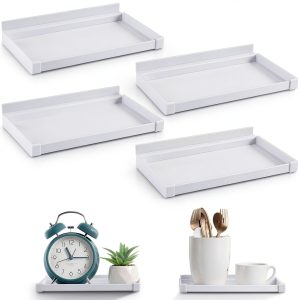 Maitys 4 Pack 8 x 4.3 Inch Slatwall Shelves White Plastic with Fence-0