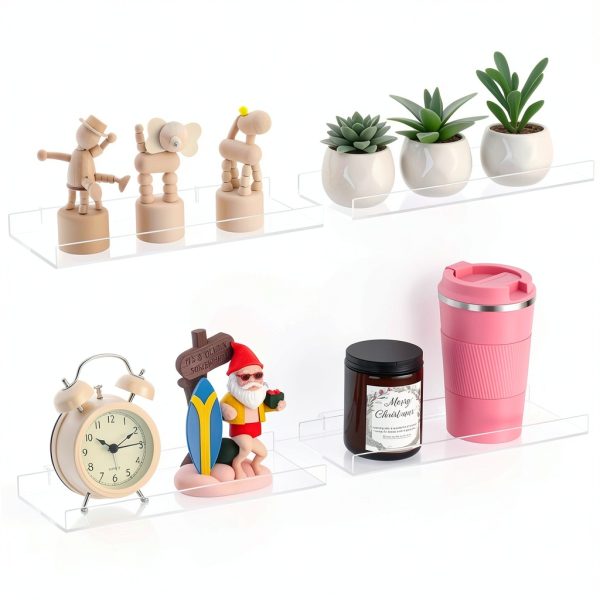 Slatwall Shelves Yalikop 10x4 Inch Clear Acrylic 4 Pack Organizer-0