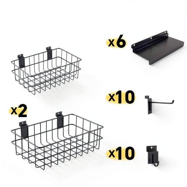 Slatwall Accessories Kit 30PCS XINWXSS Heavy Metal Shelves and Baskets-1