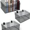 Metal Mesh Hanging Bins Kokone Slatwall Storage 3 Pack Black-0