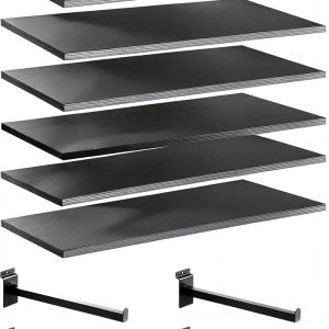 Wood Slatwall Shelves WETOECOTEC Black 24×12 in Powder Coated Shelf-0