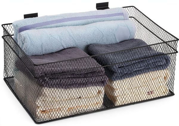 Metal Mesh Hanging Bins Kokone Slatwall Storage 3 Pack Black-8