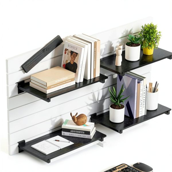 Wood Slatwall Shelves WETOECOTEC Black 24×12 in Powder Coated Shelf-5