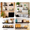 Alffun Wooden Slatwall Shelves 3-Pack 16x6 Black with Metal Brackets-5