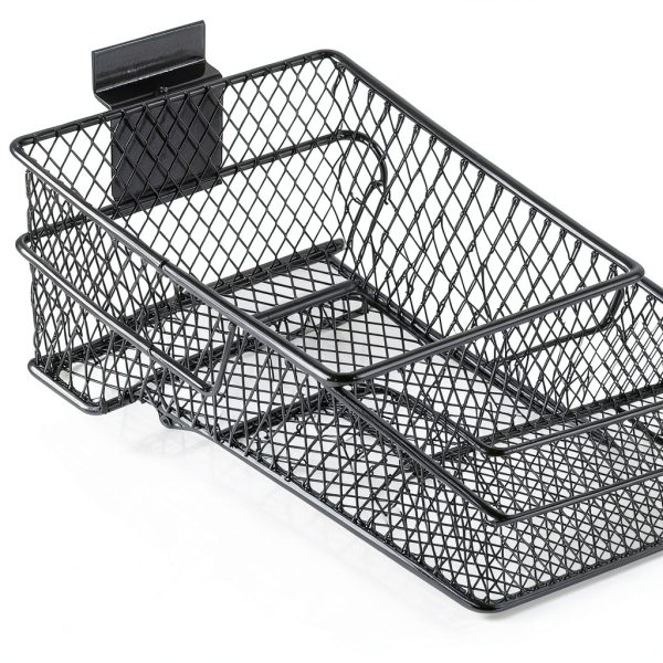 Metal Mesh Hanging Bins Kokone Slatwall Storage 3 Pack Black-2