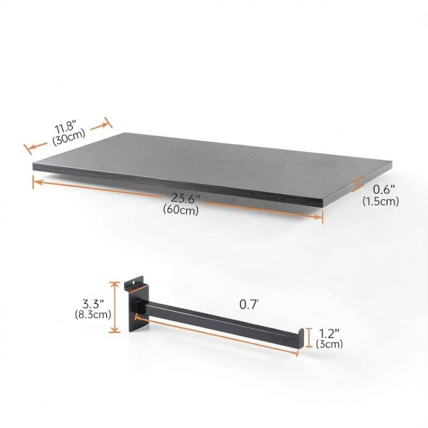 Wood Slatwall Shelves WETOECOTEC Black 24×12 in Powder Coated Shelf-2