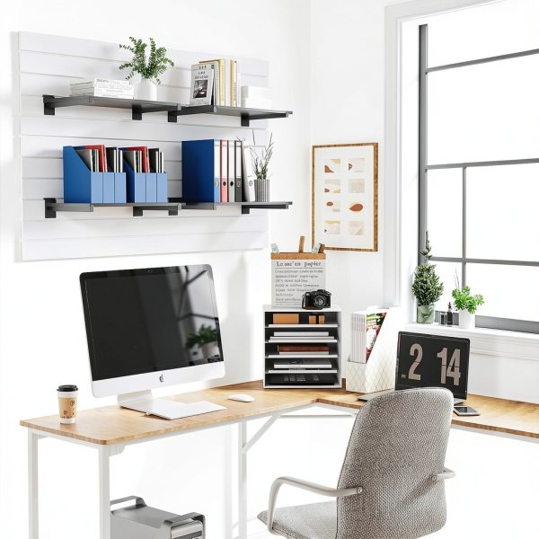 Wood Slatwall Shelves WETOECOTEC Black 24×12 in Powder Coated Shelf-1