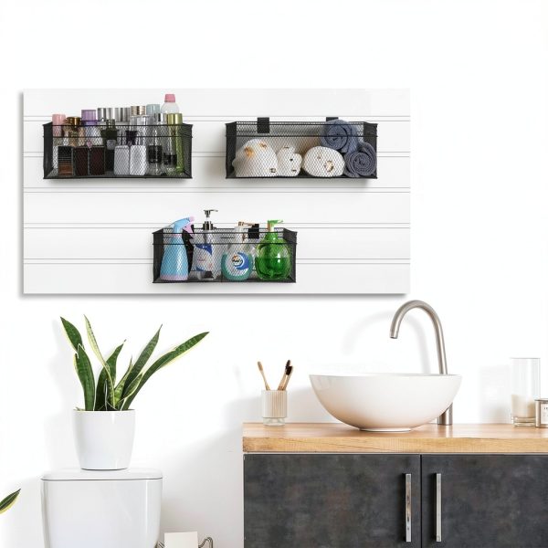 Metal Mesh Hanging Bins Kokone Slatwall Storage 3 Pack Black-6