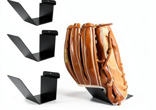 Baseball Glove Shelf Holder OOWDN – 3‑Piece Wall Rack, Powder‑Coated-0